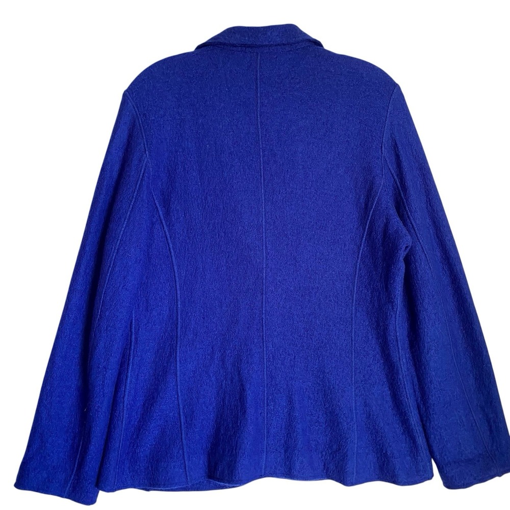Chico's Blazer Jacket M Royal Blue Two Button Pockets Lightweight Boiled Wool - Picture 3 of 8